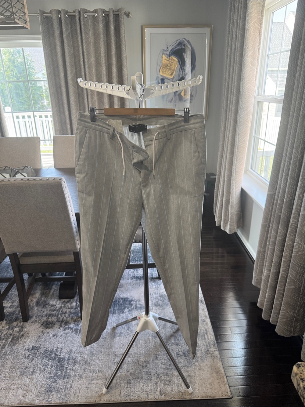 ASOS Light Gray Pinstripe Dress Trousers